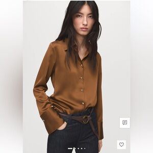 Mango Satin Finish Flowy Shirt XS